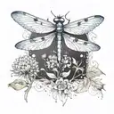 dragonflies surrounding dandelion and quilting design in wings tattoo design idea