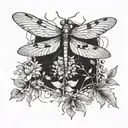 dragonflies surrounding dandelion and quilting design in wings tattoo design idea