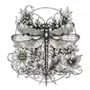 dragonflies surrounding dandelion and quilting design in wings tattoo design idea