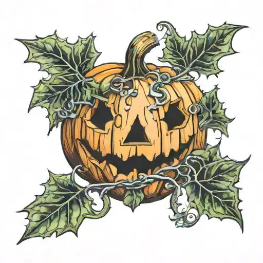 pumpkin ivy puzzle piece T tattoo design idea
