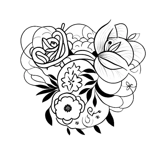self love tattoo, women's body silhouette kind of like a vase with flowers coming out of it, the flowers are from july tattoo design idea