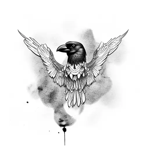 Crow morbid background tattoo design idea