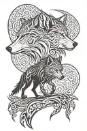 wolf and shadow easy draw tattoo design idea