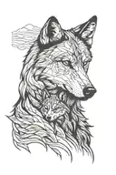 wolf and shadow easy draw tattoo design idea