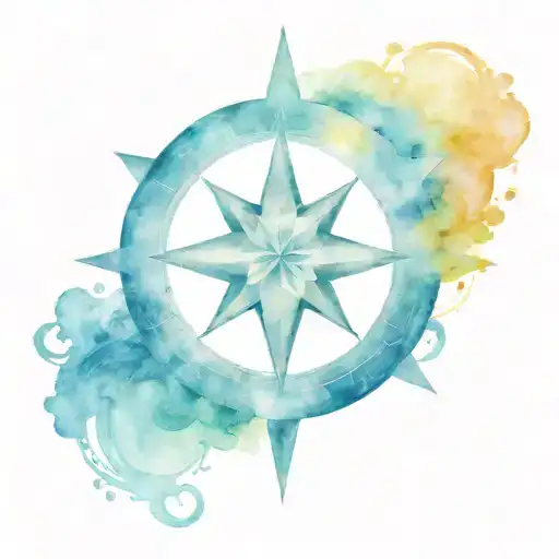 Angel Celestial compass guiding tattoo design idea