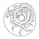A sketch tattoo of a mythical creature inspired by Japanese mythology and architecture tattoo design idea