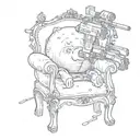 pig small chair machine gun tattoo design idea
