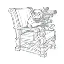 pig small chair machine gun tattoo design idea
