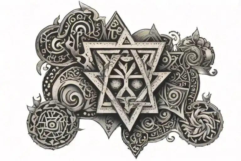 Judaism Hebrew rak chazak amats tattoo design idea