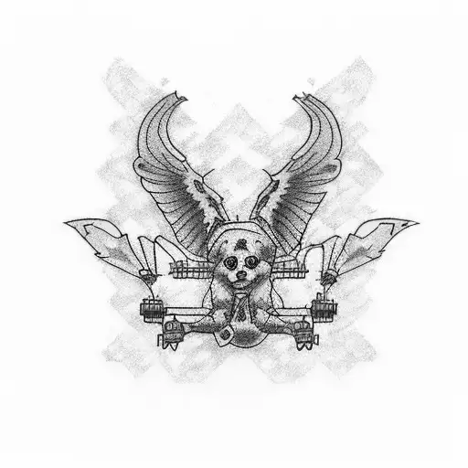 Make a sketch for a small tattoo with the following items: a synthesizer, a red checkered shirt and a B-52 cocktail tattoo design idea