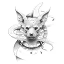 Make a sketch for a small tattoo with the following items: a synthesizer, a red checkered shirt and a B-52 cocktail tattoo design idea