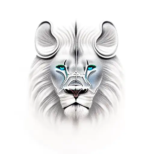 david michelangelo with half of his face being a lions face tattoo design idea