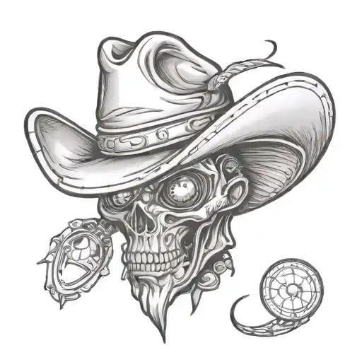 cowboy alien face tattoo design idea