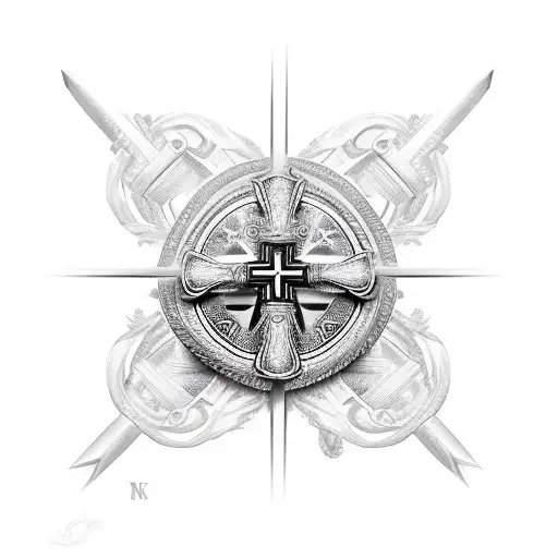 Christian Cross Eagle, Eye, Sword tattoo design idea