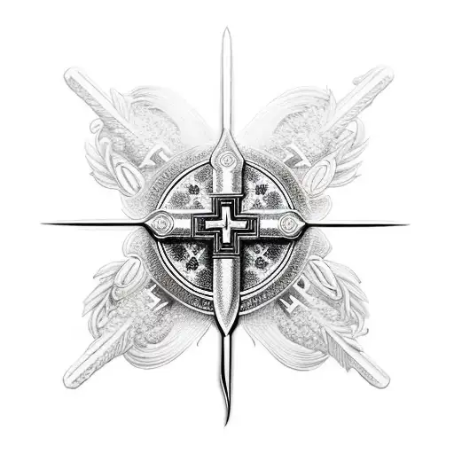 Christian Cross Eagle, Eye, Sword tattoo design idea