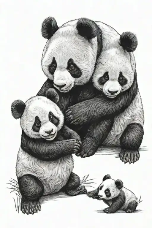 mom dad baby panda holding hands tattoo design tattoo design idea