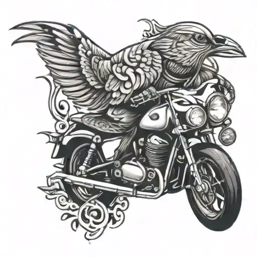 A peaceful dove riding a sleek motorbike tattoo design idea