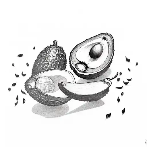 avocado and chilli pepper tattoo design idea