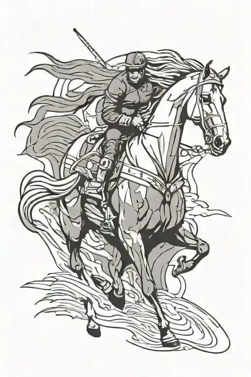 horse drag strip tattoo design idea