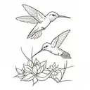 A small tattoo of a hummingbird hovering over a blooming cactus tattoo design idea
