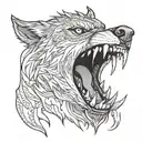 snarling wolf head tattoo design idea