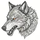 snarling wolf head tattoo design idea
