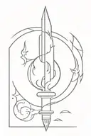 fire torch shaped like a dagger at the bottom + triple moon symbol tattoo design idea