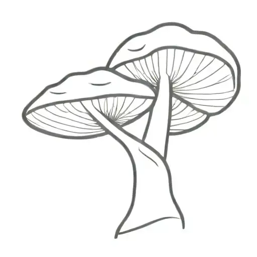 thin line wild mushroom  tattoo design idea