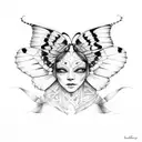 Butterfly sitt Two faces as wings tattoo design idea