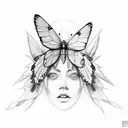 Butterfly sitt Two faces as wings tattoo design idea