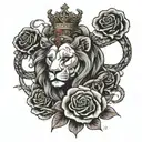 Lion with a snake head a cross a rose a flaming skull 2 nude woman riding a bicycle tattoo design idea