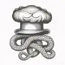 Create a chef's hat with intertwined snakes as a symbol of passion for cooking tattoo design idea