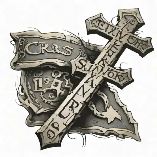 simple cross with crash date and survivor written next to it on forearm tattoo design idea