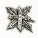 simple cross with 10/13/21  and survivor written next to it on forearm tattoo design idea