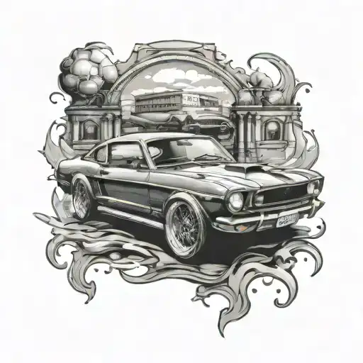 classic car italian mafia drift car drifting tattoo design idea