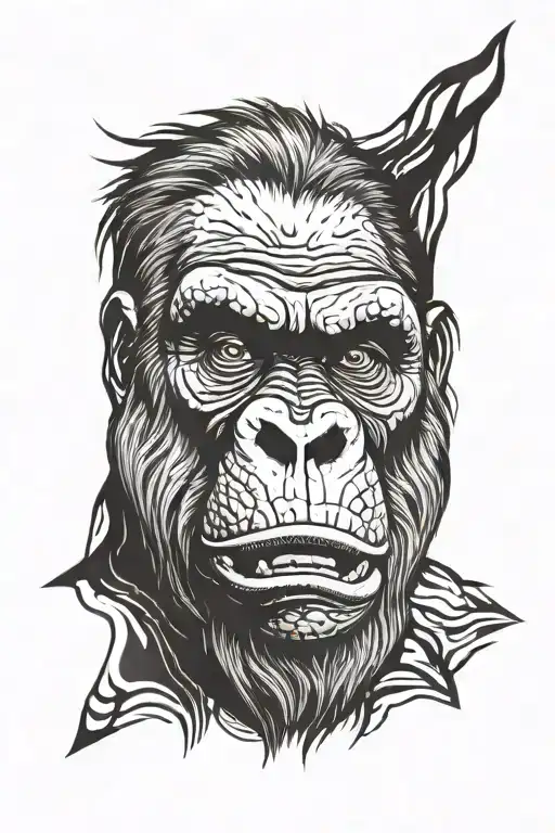 head of an angry gorilla tattoo design idea