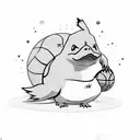 psyduck play basketball  tattoo design idea