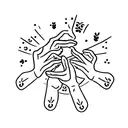 A minimalist design of hands forming the American Sign Language I love you symbol, with flowers entwined around the fingers tattoo design idea