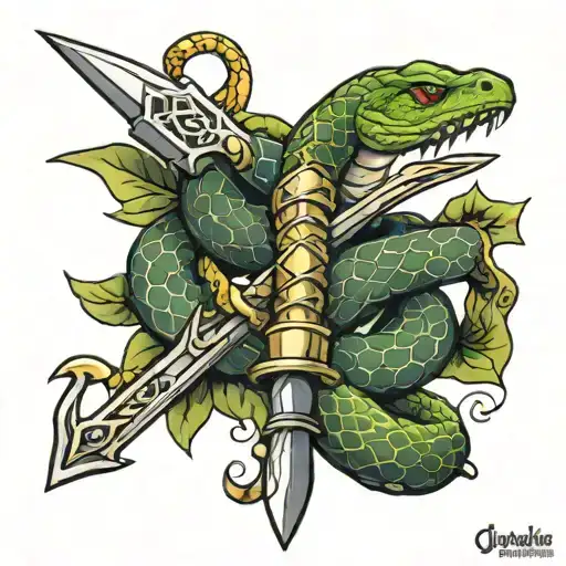 snake and dagger wrapped tattoo design idea