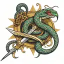snake and dagger wrapped tattoo design idea