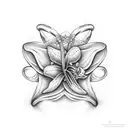 stargazer Lily growing from set of wedding rings tattoo design idea