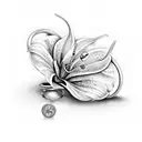 stargazer Lily growing from set of wedding rings tattoo design idea
