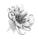 stargazer Lily growing from set of wedding rings tattoo design idea