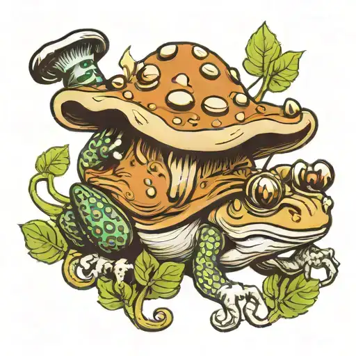 mushroom on a toad smoking a pipe tattoo design idea