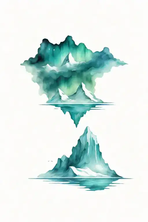 Antarctica, Mountains, Iceberg and auroras incorporating elements tattoo design idea