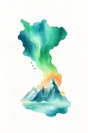 Antarctica, Mountains, Iceberg and auroras incorporating elements tattoo design idea