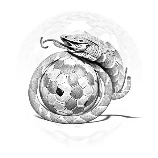 A cobra wrapped around a soccer ball tattoo design idea