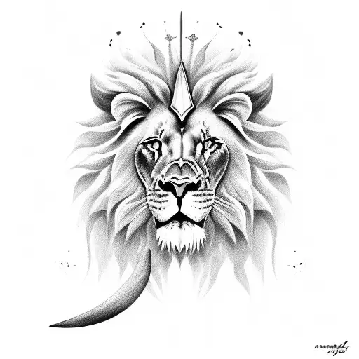 sword, lion, lilly, crescent moon tattoo design idea