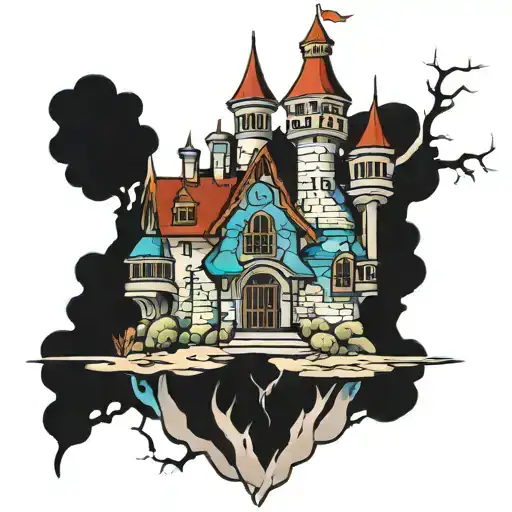 inside of a castle  tattoo design idea