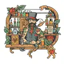 inside of a bar tattoo design idea